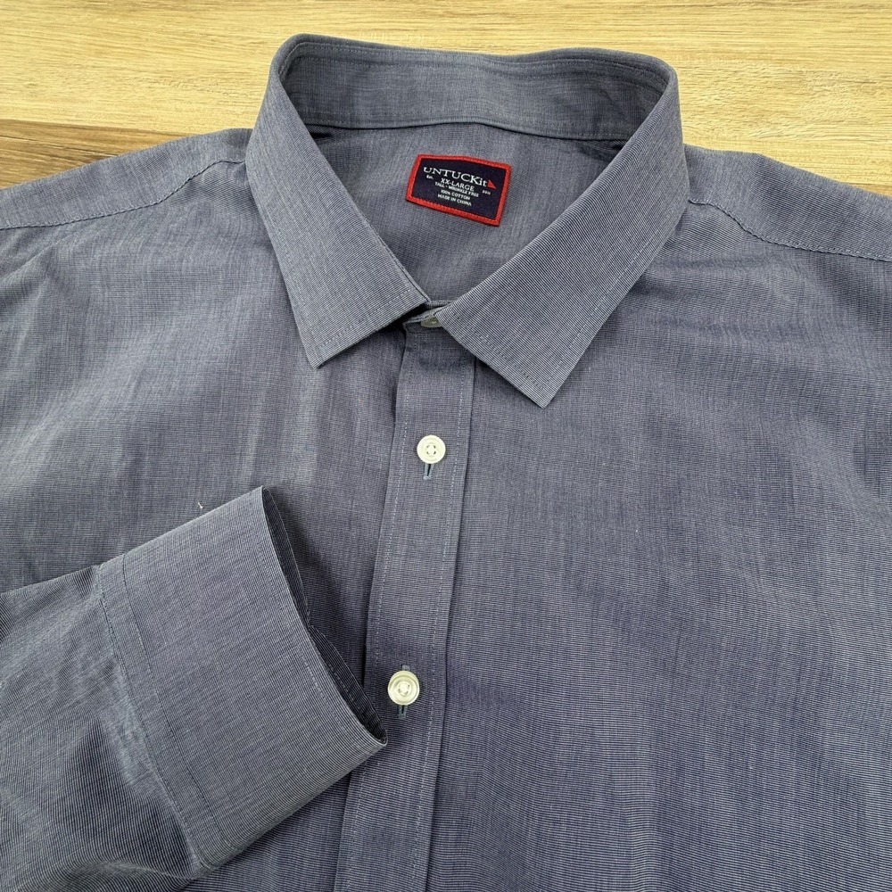 UNTUCKit Orville Shirt Men 2XLT Navy Blue Tall Fit Button Down Wrinkle Free